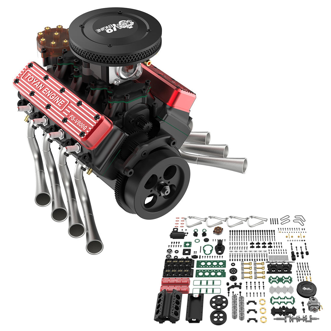 TOYAN FS-V800WGPC 28cc V8 Engine Model Kit - Build Your Own Functional Gasoline Engine DIY Engine Diyengmod KIT