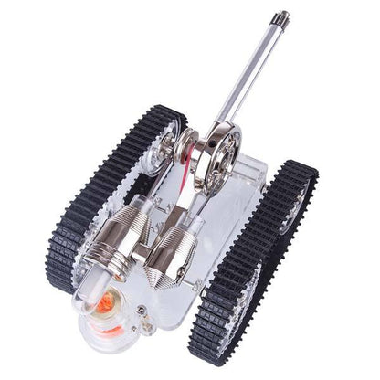Tank-Style Stirling Engine Model Car - DIY External Combustion Engine Toy Gift Stirling Engine Vehicle Diyengmod