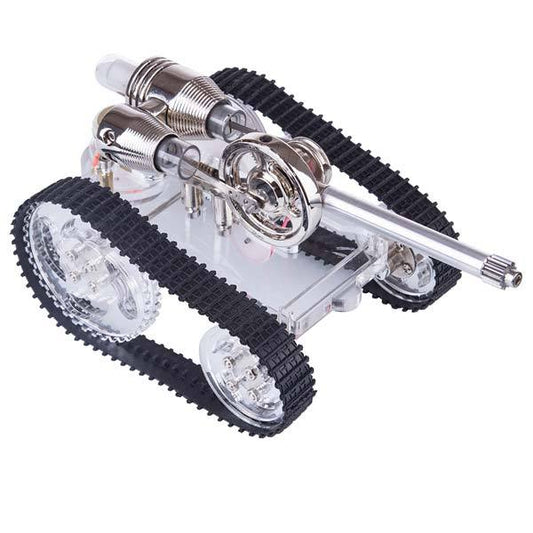 Tank-Style Stirling Engine Model Car - DIY External Combustion Engine Toy Gift Stirling Engine Vehicle Diyengmod
