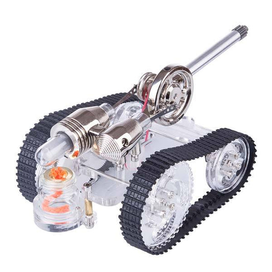 Tank-Style Stirling Engine Model Car - DIY External Combustion Engine Toy Gift Stirling Engine Vehicle Diyengmod