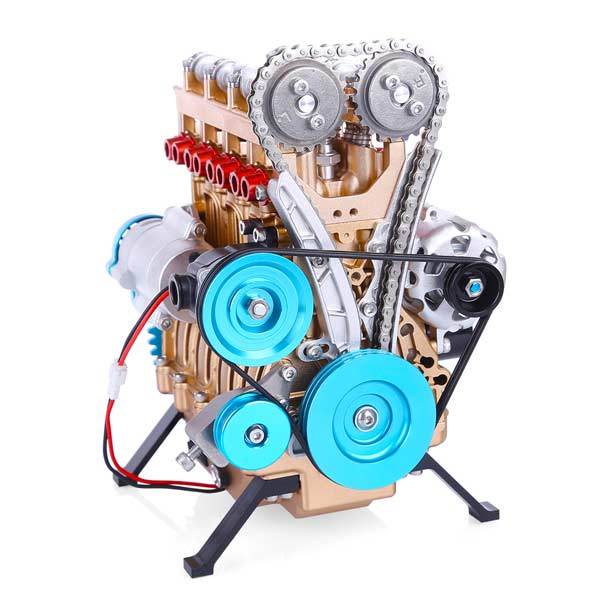 Metal 4-Cylinder V4 Car Engine Assembly Kit - DIY Model Building Experience DIY Engine Diyengmod