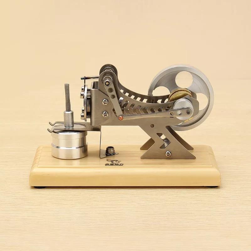 Flame-Powered Vacuum Engine Model with Wooden Base for Educational Fun Vacuum Engine Diyengmod