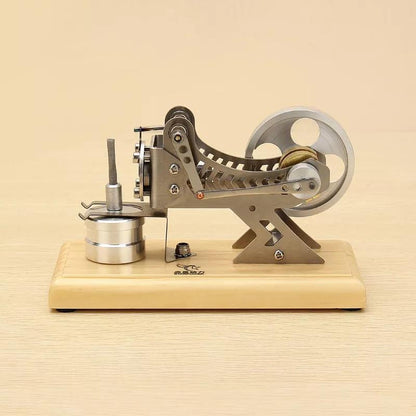 Flame-Powered Vacuum Engine Model with Wooden Base for Educational Fun Vacuum Engine Diyengmod