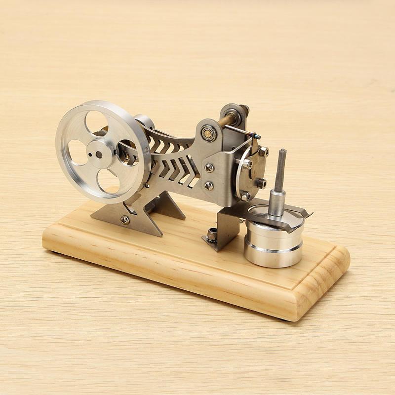 Flame-Powered Vacuum Engine Model with Wooden Base for Educational Fun Vacuum Engine Diyengmod