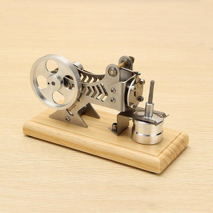 Flame-Powered Vacuum Engine Model with Wooden Base for Educational Fun Vacuum Engine Diyengmod