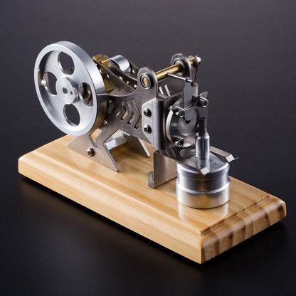 Flame-Powered Vacuum Engine Model with Wooden Base for Educational Fun Vacuum Engine Diyengmod