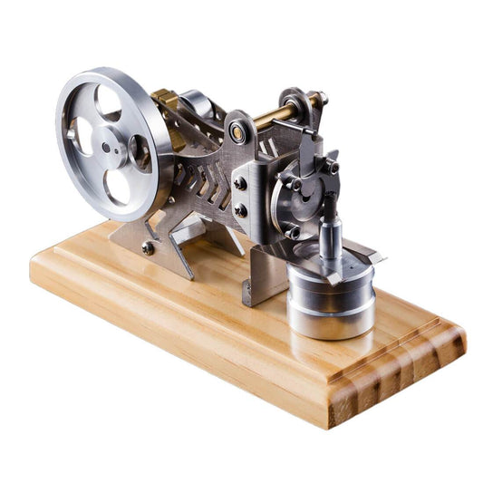 Flame-Powered Vacuum Engine Model with Wooden Base for Educational Fun Vacuum Engine Diyengmod
