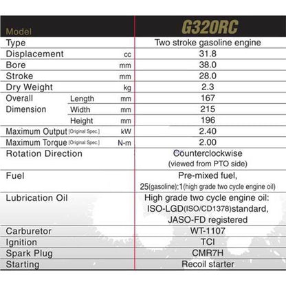 Zenoah G320RC 32cc High-Performance Gas Engine for LOSI 5IVE T 2.0 & HPI Baja Series - Ultimate Upgrade Solution RC Engine Diyengmod