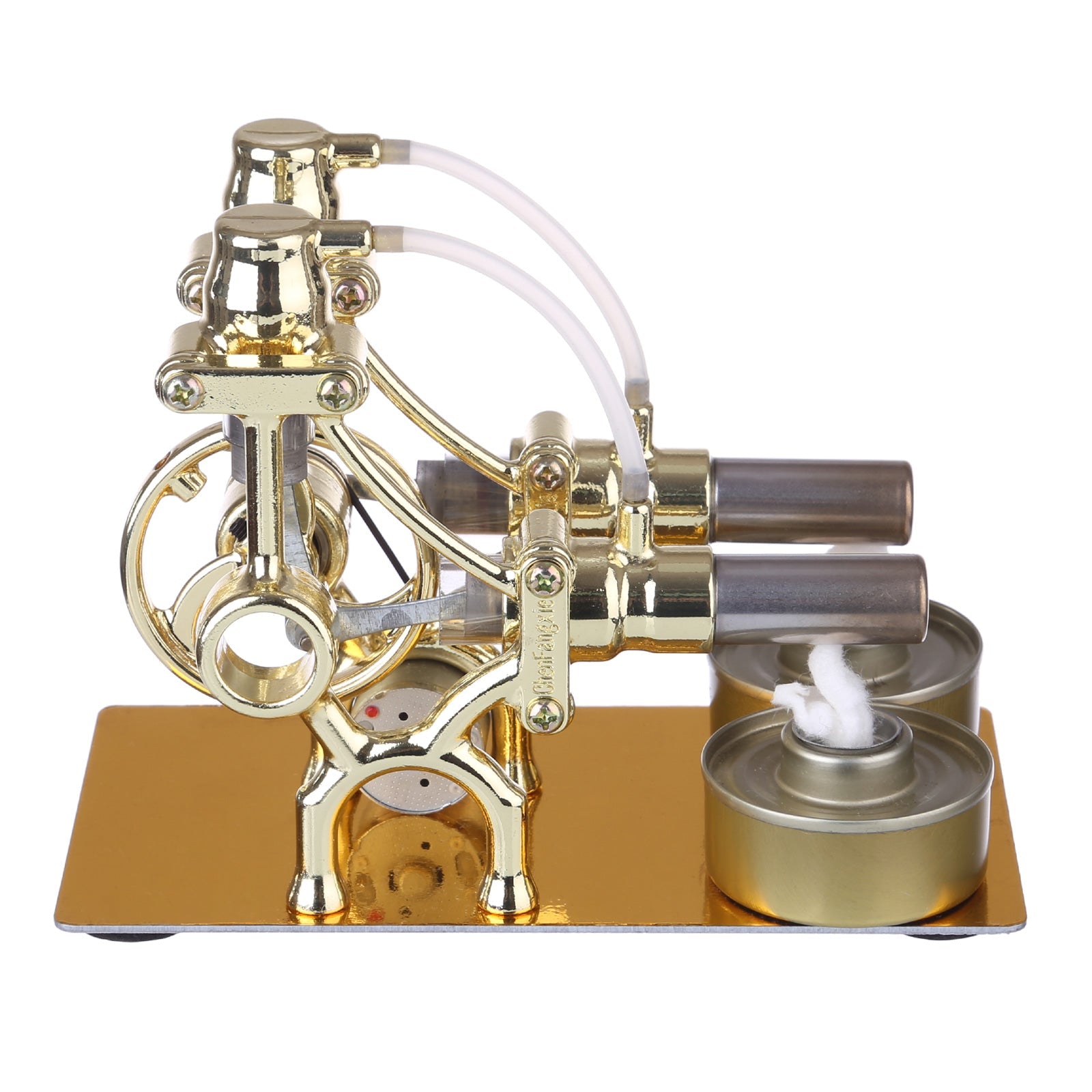 L-Type Double Cylinder Stirling Engine Educational Generator Model with LED Lights and Bulb for Science Learning and Experimentation Multi-Cylinder Stirling Engine Diyengmod