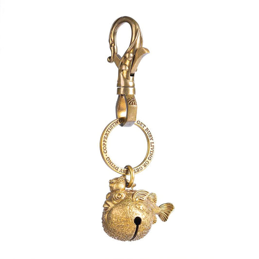 Puffed Up Elegance: Brass Globefish Bell Keychain Pendant Accessories Diyengmod