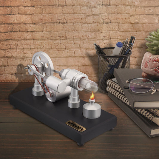 ENJOMOR γ-Type Hot-Air Stirling Engine with LED Light Generator - Educational Desktop Toy for Science Enthusiasts Stirling Engine with LED Diyengmod