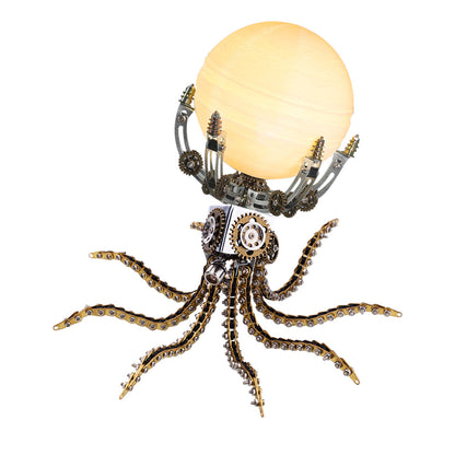 Steampunk Mechanical Octopus 3D Metal Puzzle Lamp with 16 Colors and Remote Control - 1060PCS DIY Home Decor Gift 3D Puzzle Model Kit Diyengmod Jupiter light