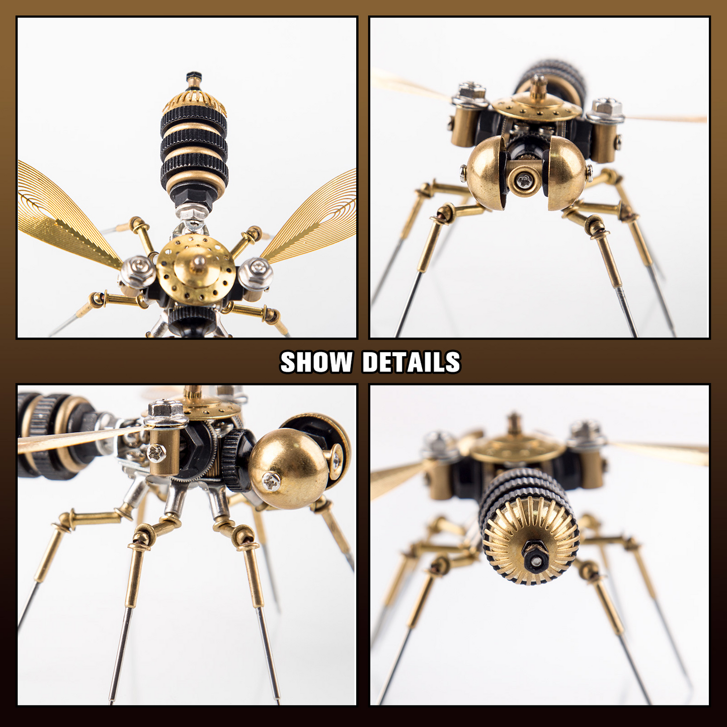 270-Piece Steampunk Insect Metal Model Kit - DIY Mechanical Mosquito, Deck Insect & Bee Trio for Home Decor 3D Puzzle Model Kit Diyengmod