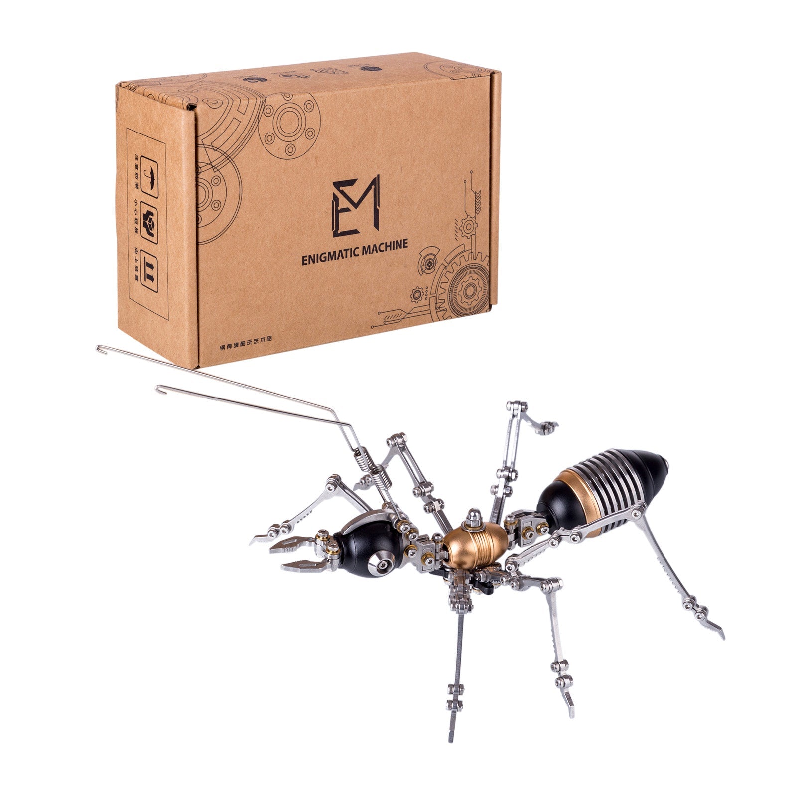 DIY 3D Metal Ant Model Assembly Kit - 100 Piece Jigsaw Puzzle 3D Puzzle Model Kit Diyengmod Black Golden