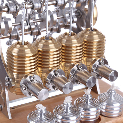 Precision Assembled All-Metal Four-Cylinder Stirling Engine Model Stirling Engine Diyengmod