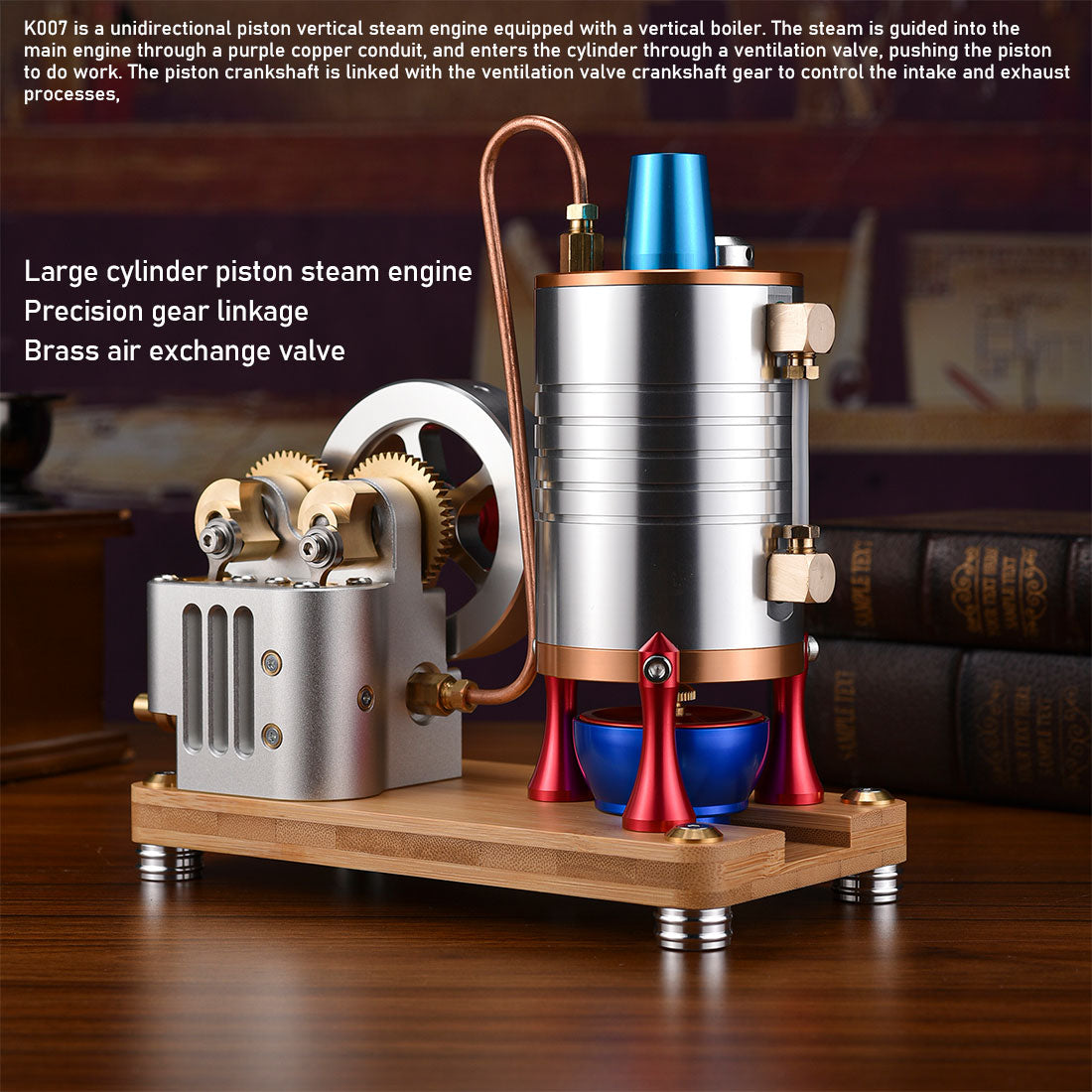 All-Metal Vintage Twin-Cylinder Steam Engine Model with Balanced Crankshaft for STEM Education Engine Models Diyengmod