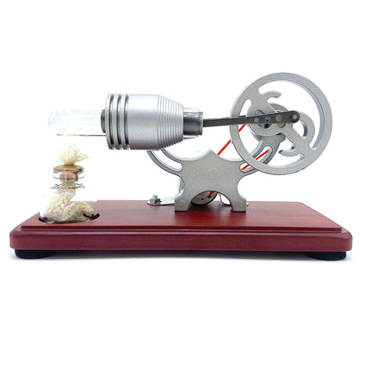 Retro Y-Shape Stirling Engine Generator with LED Lights - Educational Science Model Toy Stirling Engine Diyengmod Silver