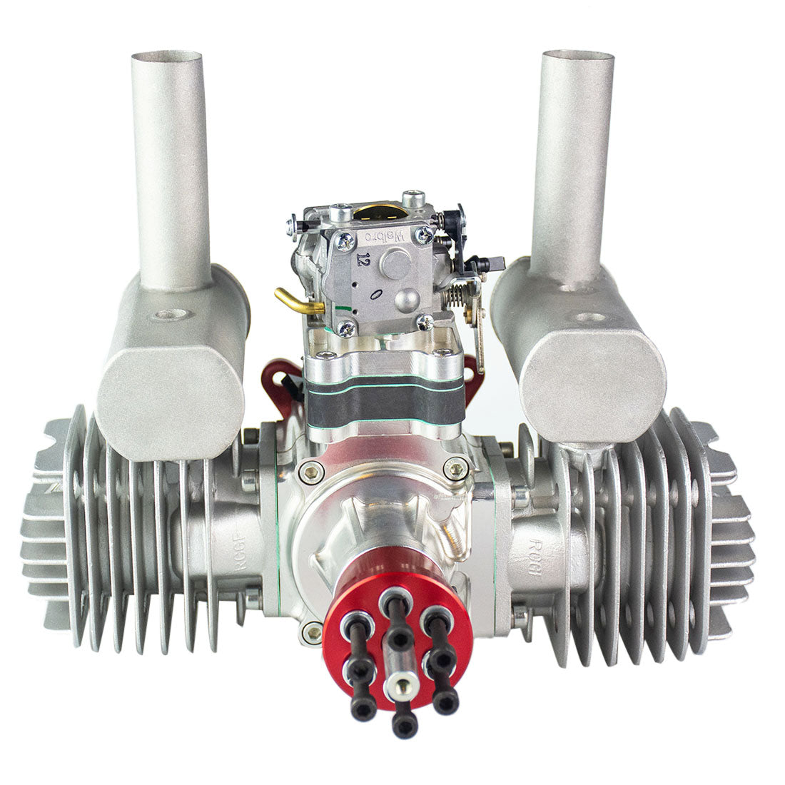 120cc Air-Cooled Twin-Cylinder Gasoline Engine for RC Fixed Wing Aircraft - 2-Stroke Piston Valve Performance Engine Model Diyengmod