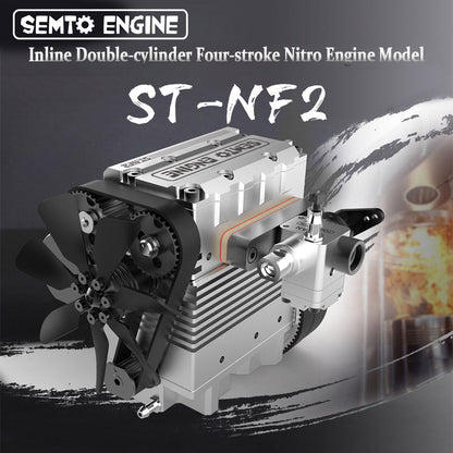 SEMTO ST-NF2 7.0cc Air-Cooled Nitro Engine Model Kit - Mini Inline Double-Cylinder Four-Stroke RC Engine Diyengmod