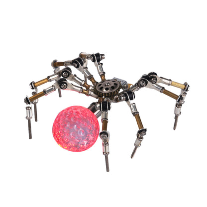 Glowing 3D Metal Spider Model DIY Kit with LED Crystal Ball - Over 270 Pieces 3D Puzzle Model Kit Diyengmod