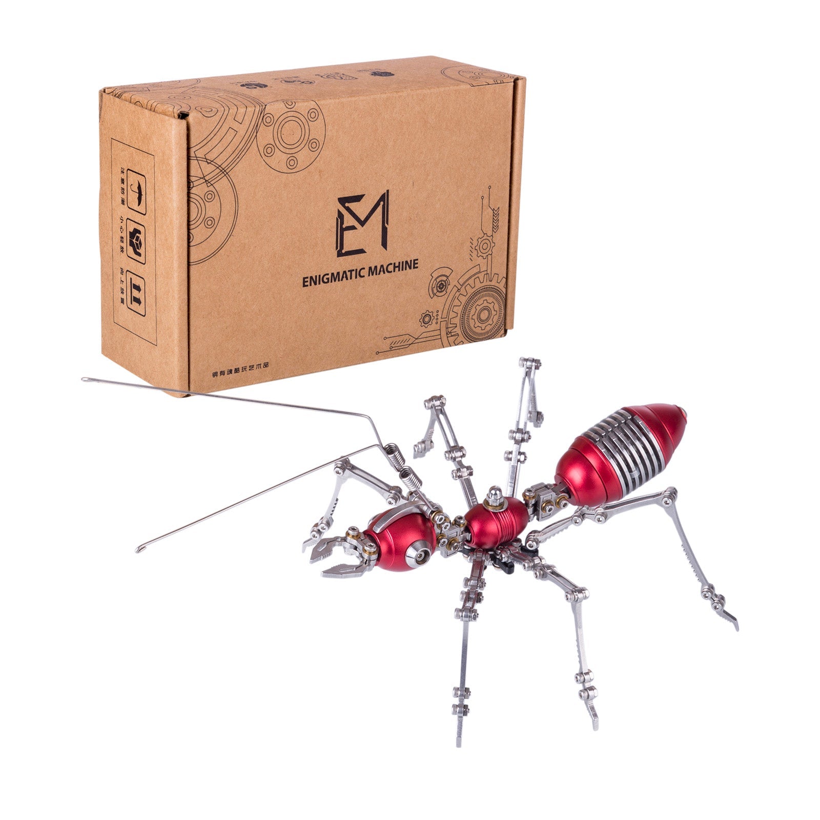 DIY 3D Metal Ant Model Assembly Kit - 100 Piece Jigsaw Puzzle 3D Puzzle Model Kit Diyengmod Red