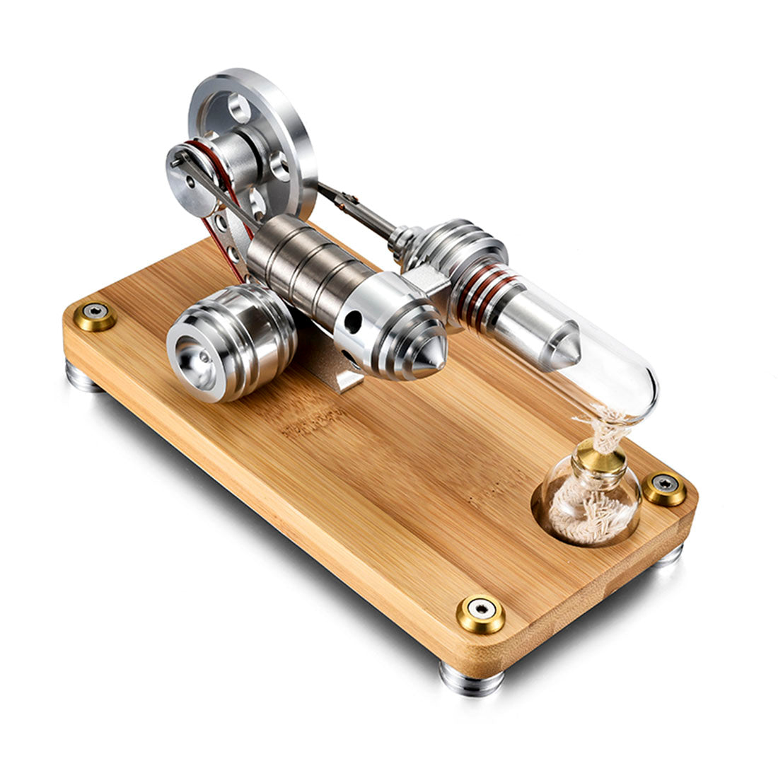 Single Cylinder Stirling Engine Model with LED Illumination - γ-Shape Science Experiment Kit Stirling Engine Diyengmod