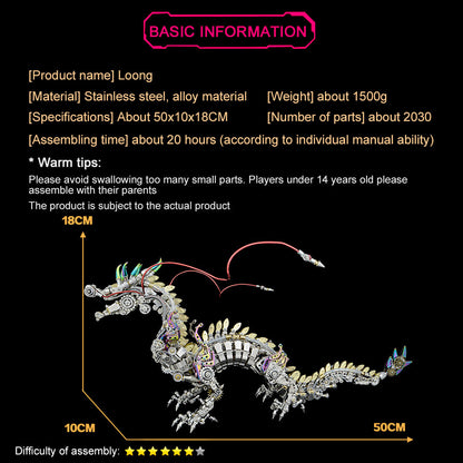 Cyberpunk 3D Metal Dragon Model Kit - DIY Assembly Art Craft for All Ages (2030+ PCS) 3D Puzzle Model Kit Diyengmod