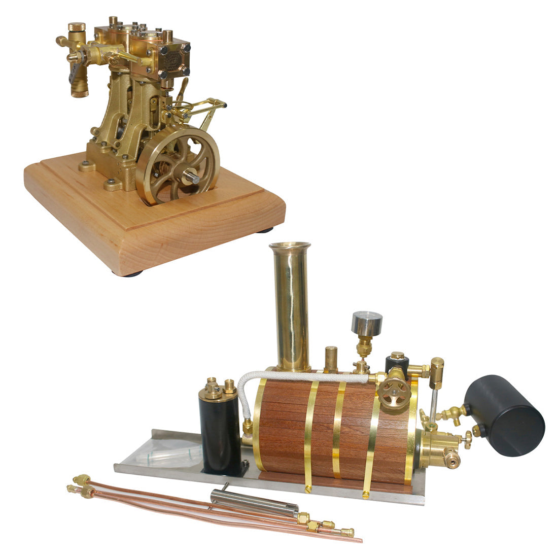 DIY Retro Vertical Double-Acting Steam Engine with 200ml Brass Boiler Model Steam Engine Diyengmod M30B