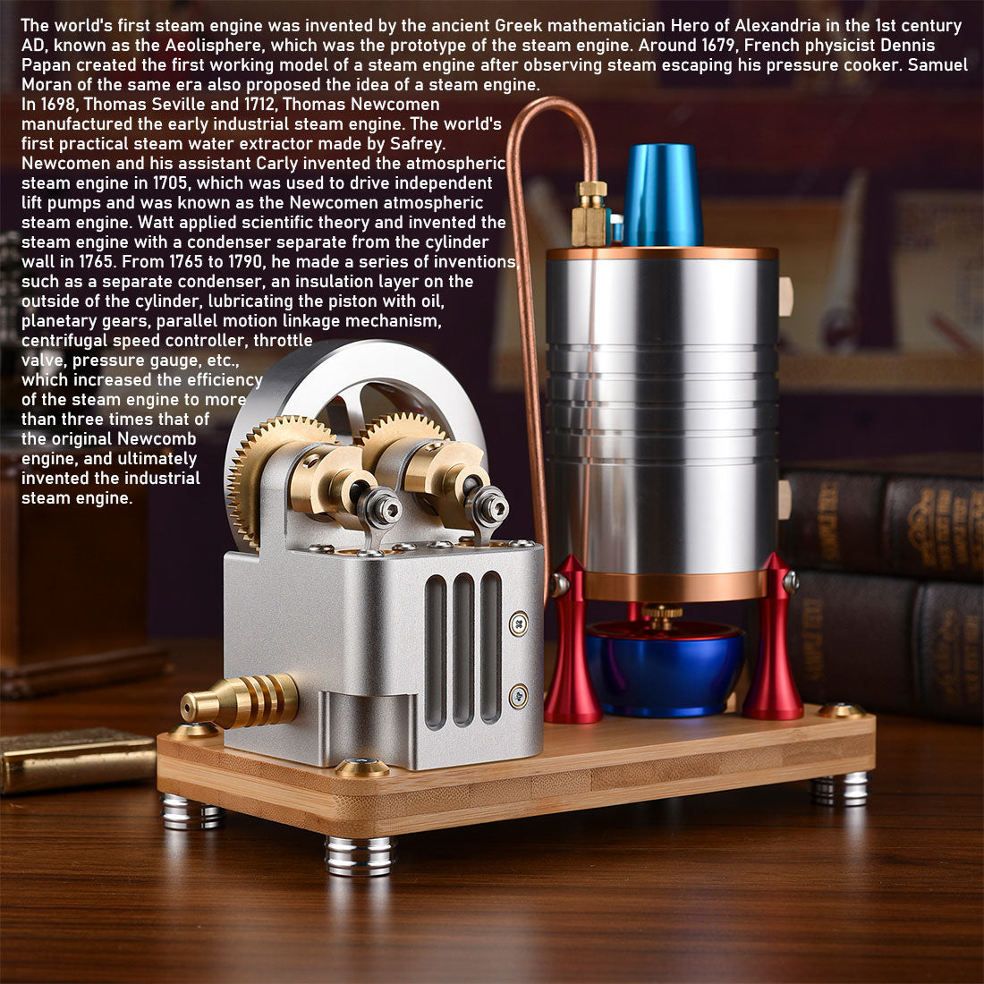 All-Metal Vintage Twin-Cylinder Steam Engine Model with Balanced Crankshaft for STEM Education Engine Models Diyengmod