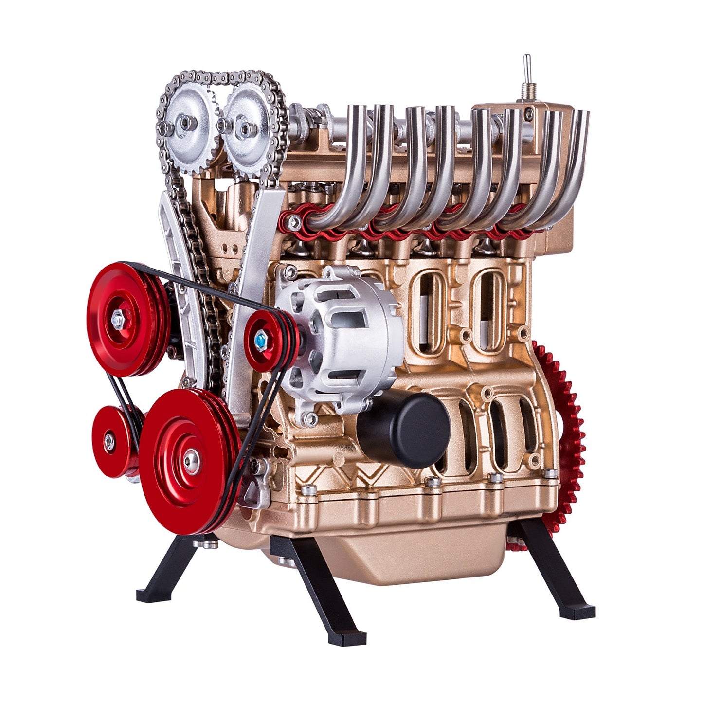 Metal Four-Cylinder Engine Assembly Kit - DIY Electric Car Engine Model DIY Engine Diyengmod Passion Red