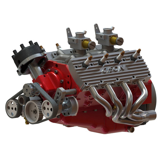 CISON 44CC 1/6 Scale Flathead V8 Gas Engine Model Kit - Water-Cooled 4-Stroke Internal Combustion Engine Diyengmod