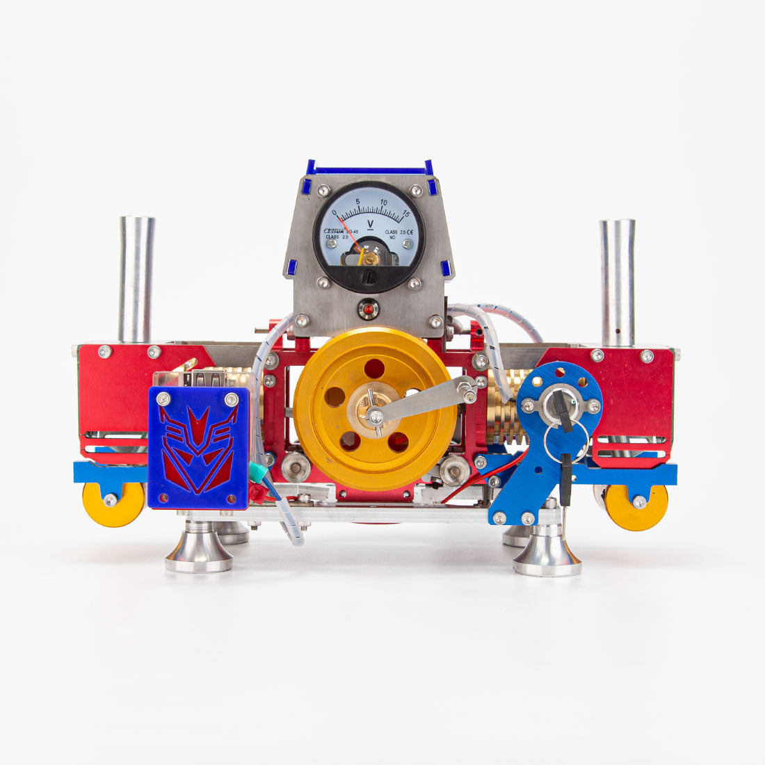 Double-Cylinder Flame-Licker Stirling Engine Power Generator Kit with Suction Mechanism Engine Model Diyengmod