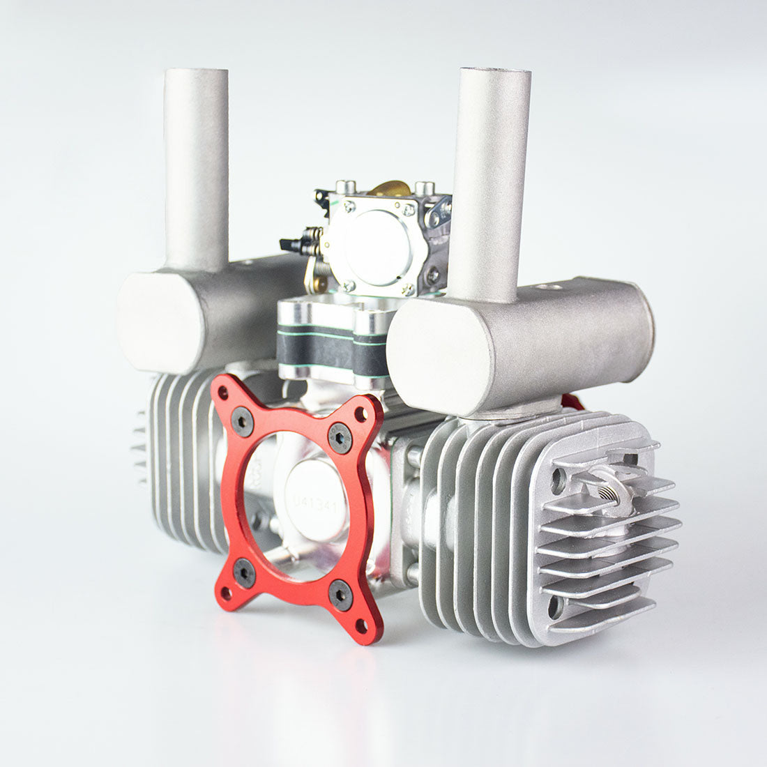 120cc Air-Cooled Twin-Cylinder Gasoline Engine for RC Fixed Wing Aircraft - 2-Stroke Piston Valve Performance Engine Model Diyengmod