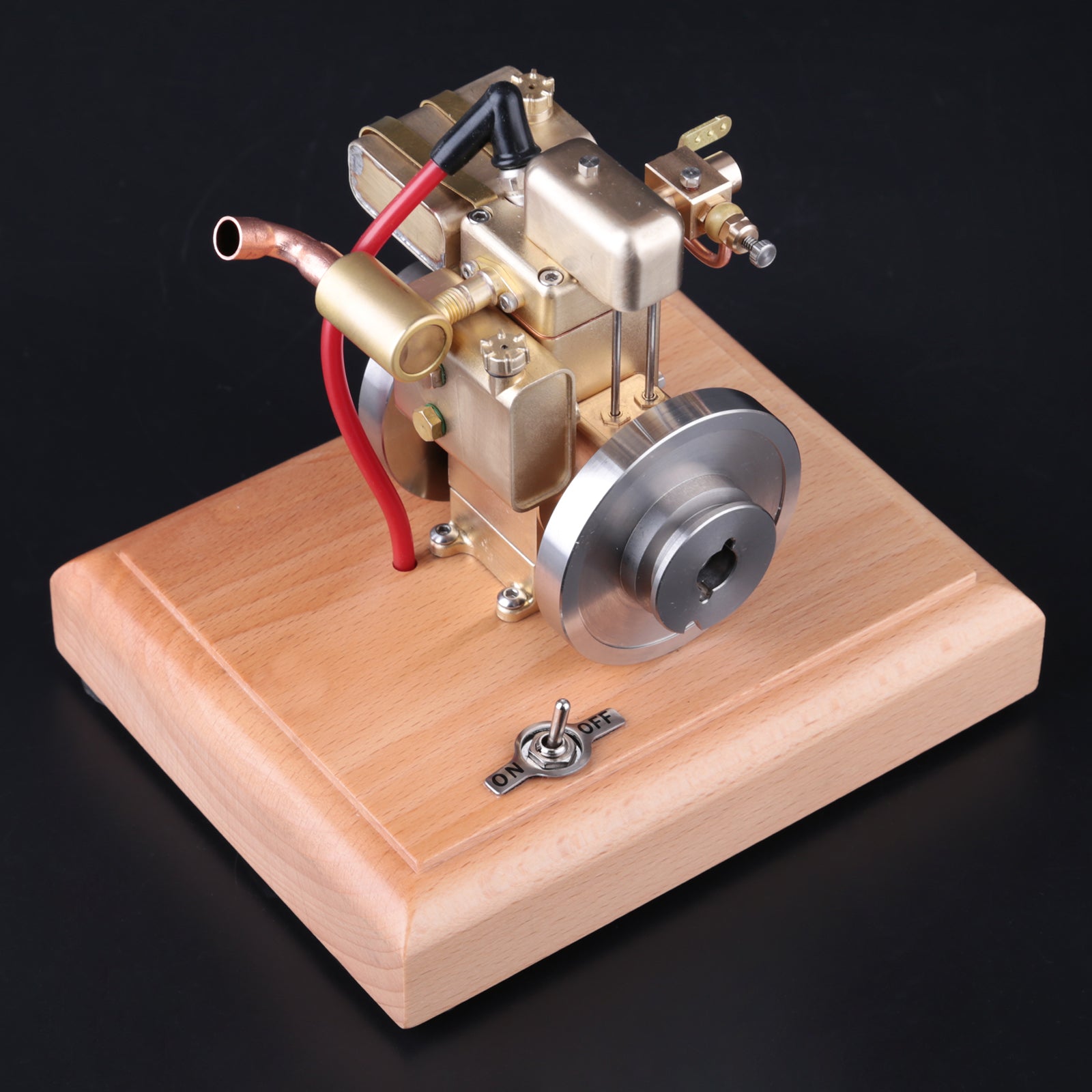 M12B 1.6cc Mini Water-Cooled Single-Cylinder 4-Stroke Gas Engine Model with Wooden Base Engine Models Diyengmod