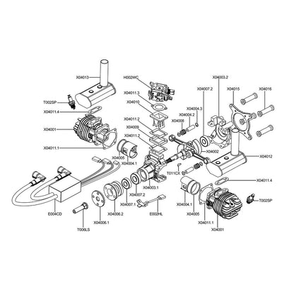 EPHIL XG-40cc-T High-Performance Twin-Cylinder Gas Engine for Fixed-Wing Model Aircraft Engine Models Diyengmod