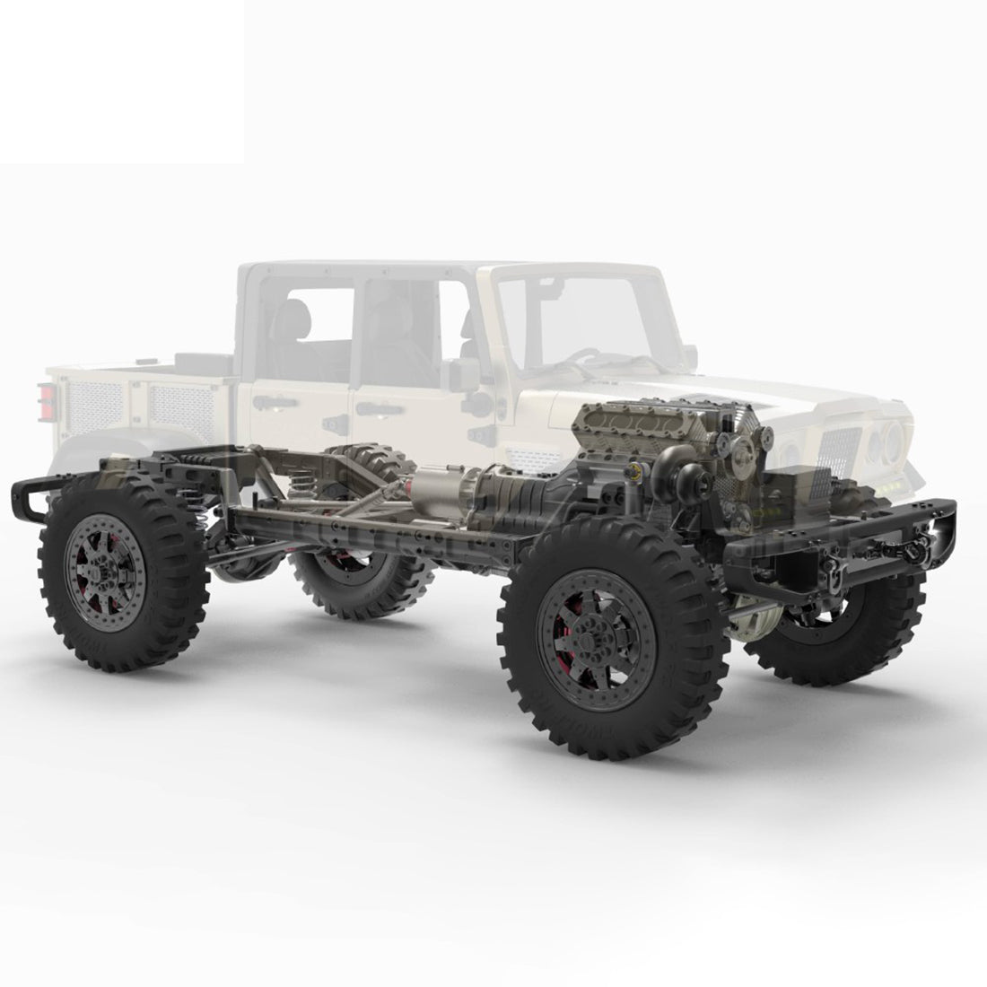 TWOLF TW-715 1:10 Scale V8 Engine Powered 4WD Off-Road Pickup Truck Crawler Kit RC Car Diyengmod