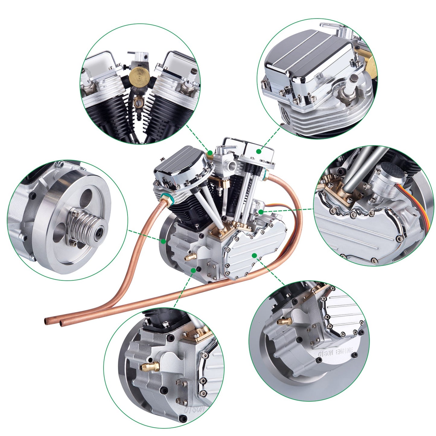 CISON FG-VT9 V-Twin 9cc 4-Stroke Air-Cooled Motorcycle Engine with Original Parts and Accessories Engine Models Diyengmod