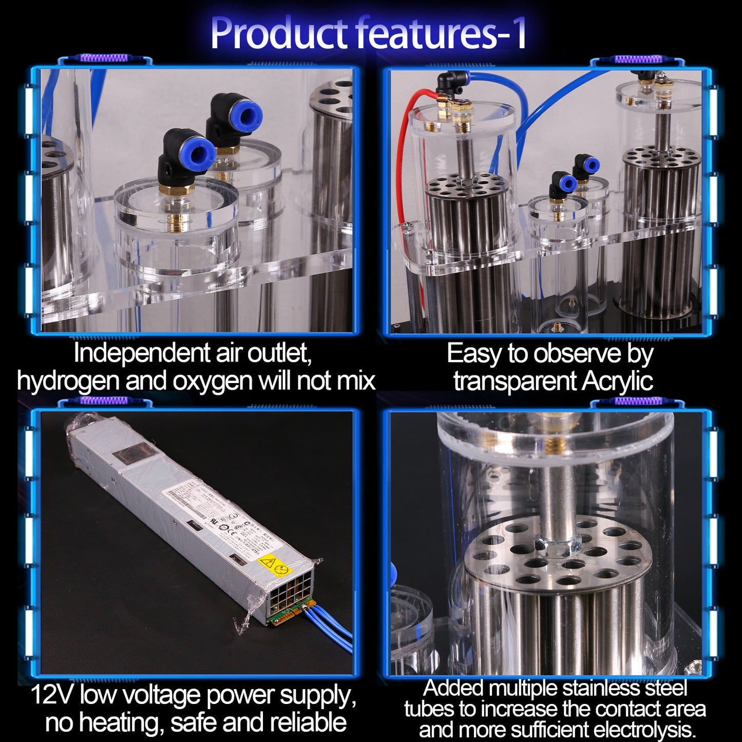 Hydrogen and Oxygen Separated Water Electrolysis Generator - Educational Lab Equipment Engine Models Diyengmod