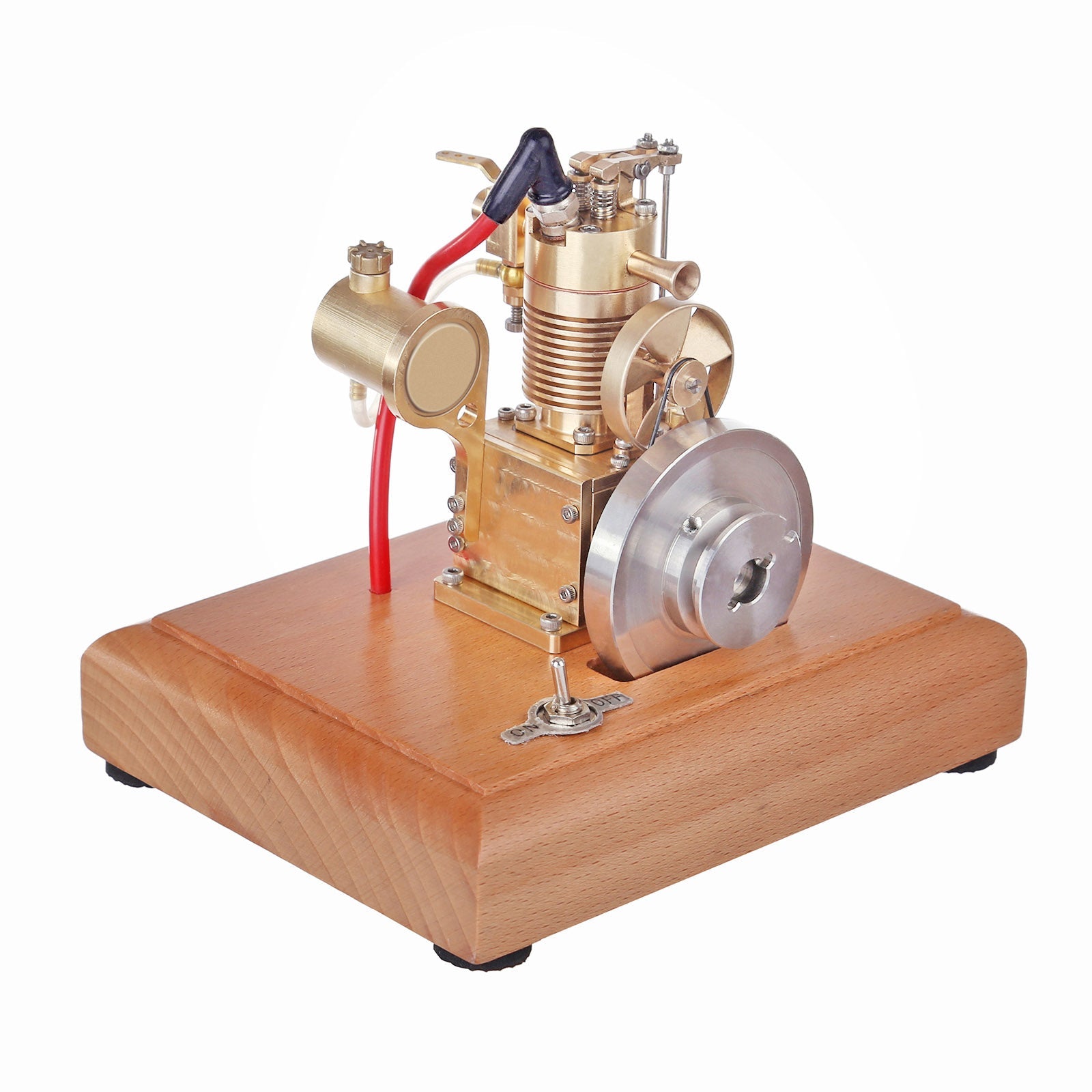 Mini 4-Stroke Gasoline Engine Model with Wooden Base - M16 1.6cc Vertical Air-cooled Single-cylinder Engine Models Diyengmod M16A