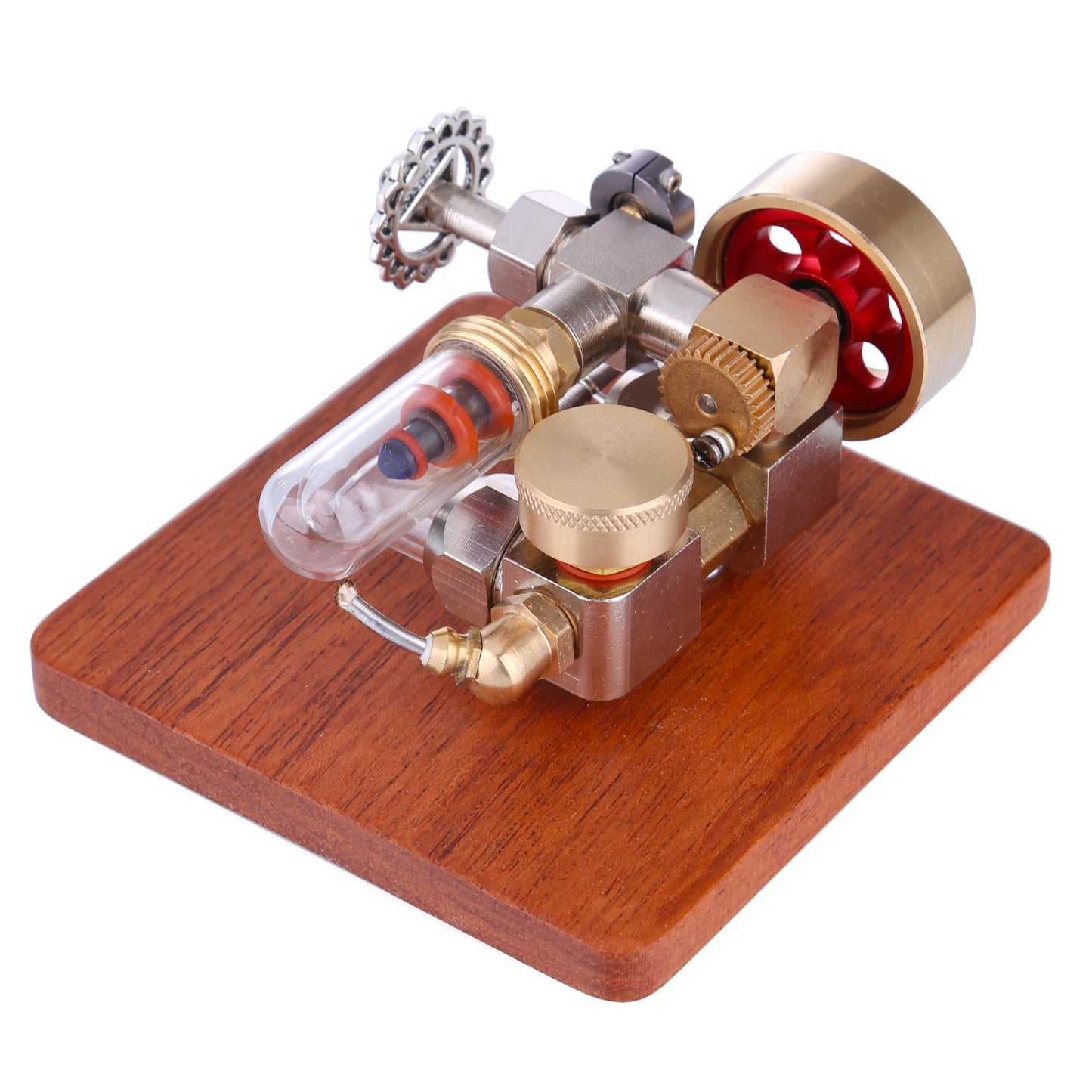 Adjustable Mini Hot Air Stirling Engine Model with Wooden Base for Science Experiment and Education Stirling Engine Diyengmod