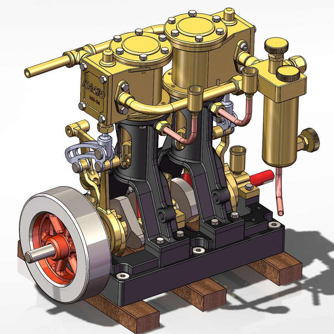 KACIO LS2-14 Double Cylinder Steam Engine Model for 80cm+ Model Ships Steam Engine Diyengmod