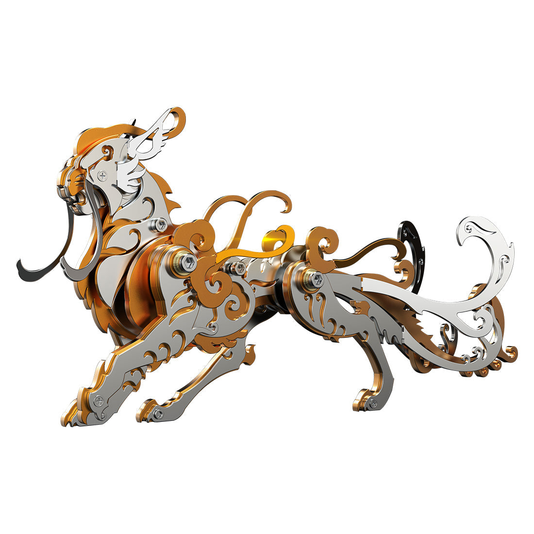 Metal Tiger 3D Jigsaw Puzzle Kit - Ancient Chinese Beast Mechanical Assembly Craft 3D Puzzle Model Kit Diyengmod Lu'wu Tiger