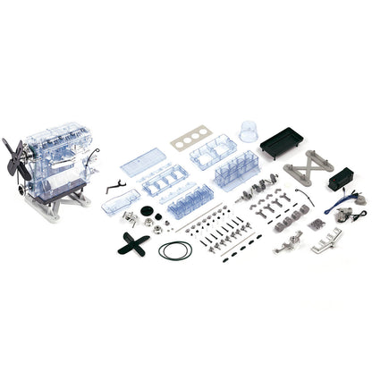 DIY L4 Engine Model Kit - Create a Functional Inline Four-Cylinder Engine with Sound Effects - Educational Build-It-Yourself Set Engine Models Diyengmod