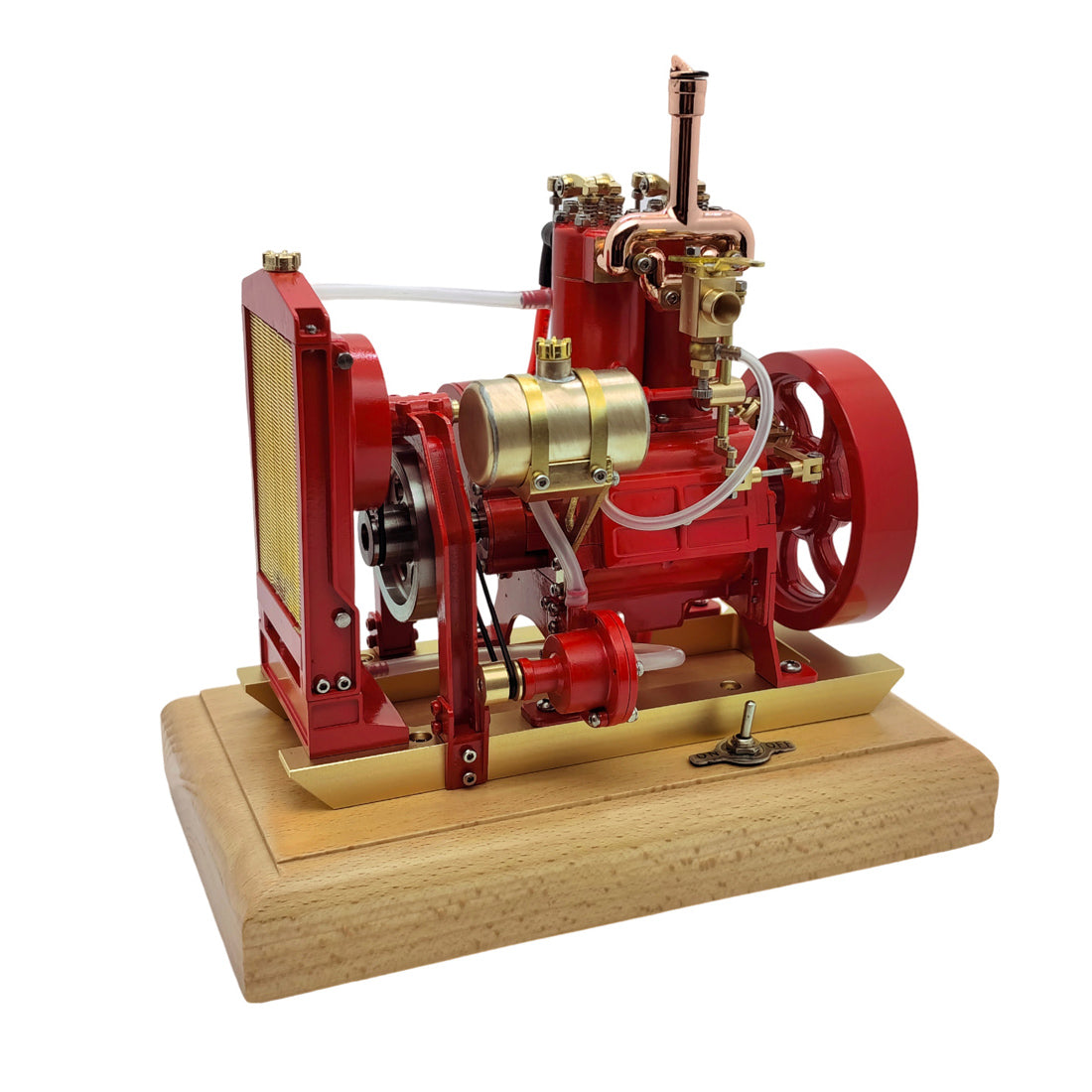 H74 Vintage 5CC Dual-Cylinder 4-Stroke Water-Cooled Gasoline Engine Model - DIY Mechanical Craft Engine Model Diyengmod Red