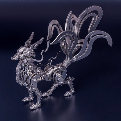 Metal Nine-tailed Fox 3D Puzzle Assembly Kit - DIY Jigsaw Model for Creative Crafting and Unique Gifts DIY Engine Diyengmod