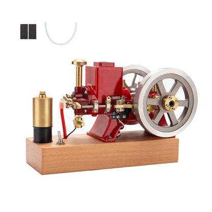 Miniature 6cc Hit and Miss Engine - Full Metal 4-Stroke IC Engine with Ignition Device for Collectors and Enthusiasts Engine Models Diyengmod Red with Stand