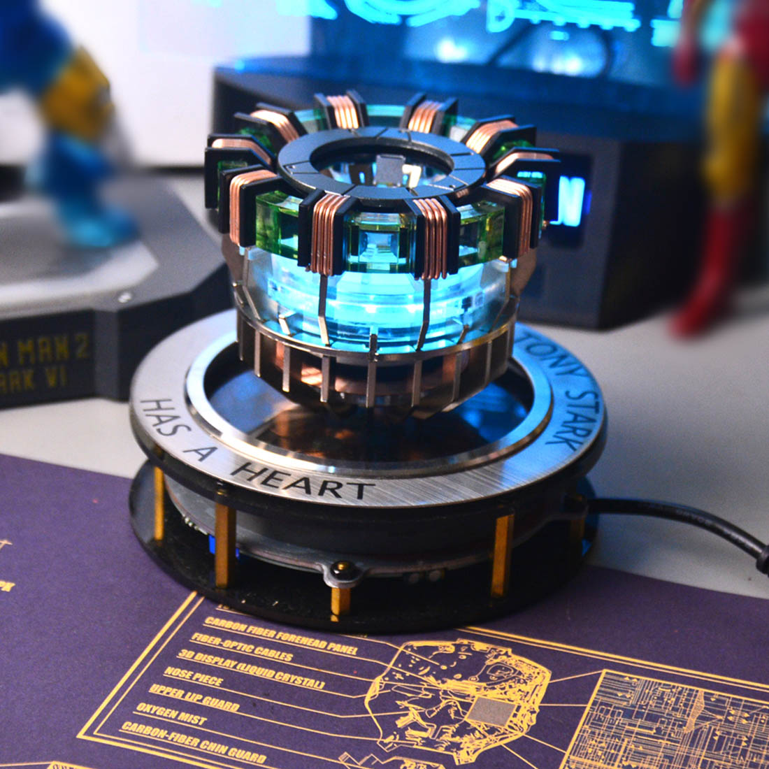 Magnetic Levitation MK1 Arc Reactor LED Desk Ornament - Floating & Rotating Tech Display Experiment Model Diyengmod