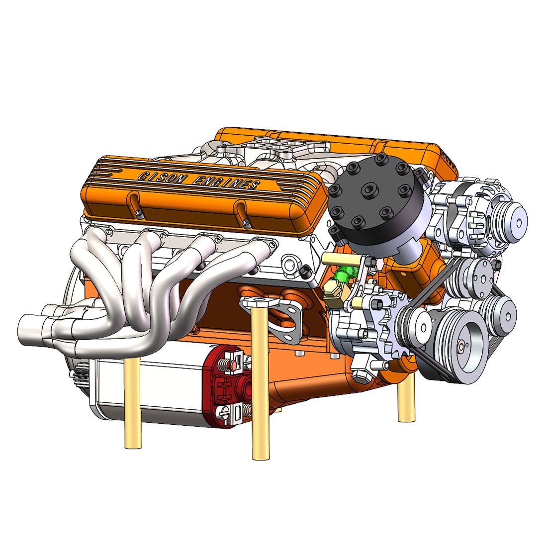 CISON 44CC V8 Gas Engine Model Kit - Build Your Own Functional 1/6 Scale Water-Cooled OHV 4-Stroke Engine DIY Engine Diyengmod