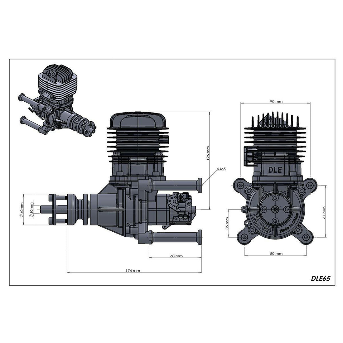 DLE65 65CC High-Performance 2-Stroke Gasoline Engine for RC Airplane Models RC Airplane Diyengmod