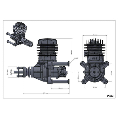 DLE65 65CC High-Performance 2-Stroke Gasoline Engine for RC Airplane Models RC Airplane Diyengmod